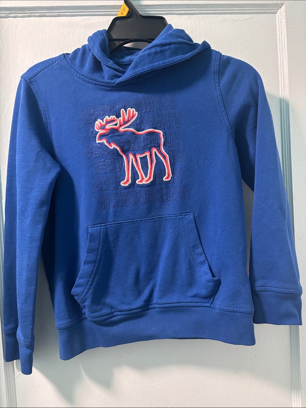 Abercrombie & Fitch Blue Hoodie with Red-Outlined Moose